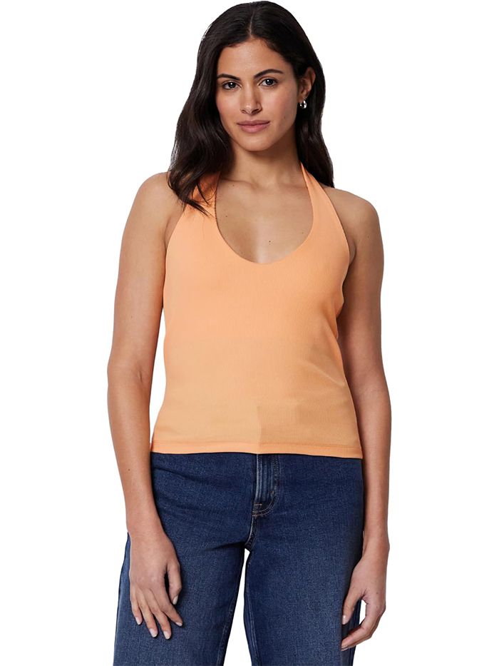 Amazon Essentials, Amazon Essentials Women's Slim-Fit Ribbed Halter Top, Coral Orange, Medium