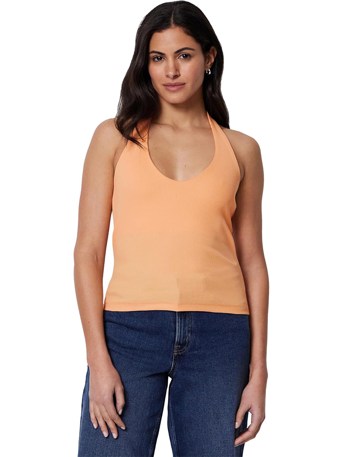Amazon Essentials, Amazon Essentials Women's Slim-Fit Ribbed Halter Top, Coral Orange, Medium