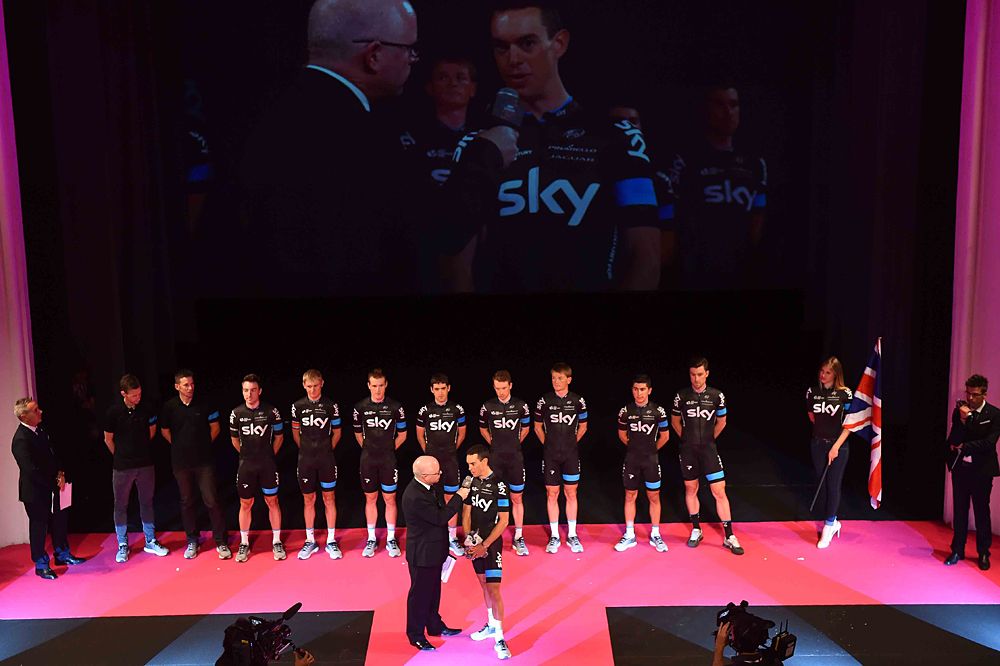 Richie Porte (Team Sky) interviewed on stage
