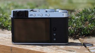 The Fujifilm X-E4 camera showing its rear