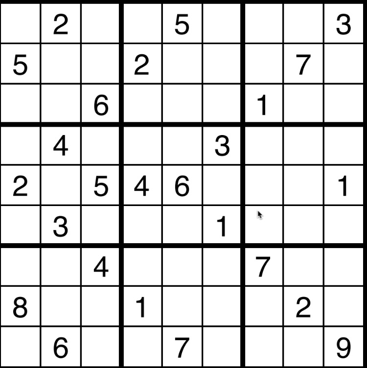 An unsolved sudoku.