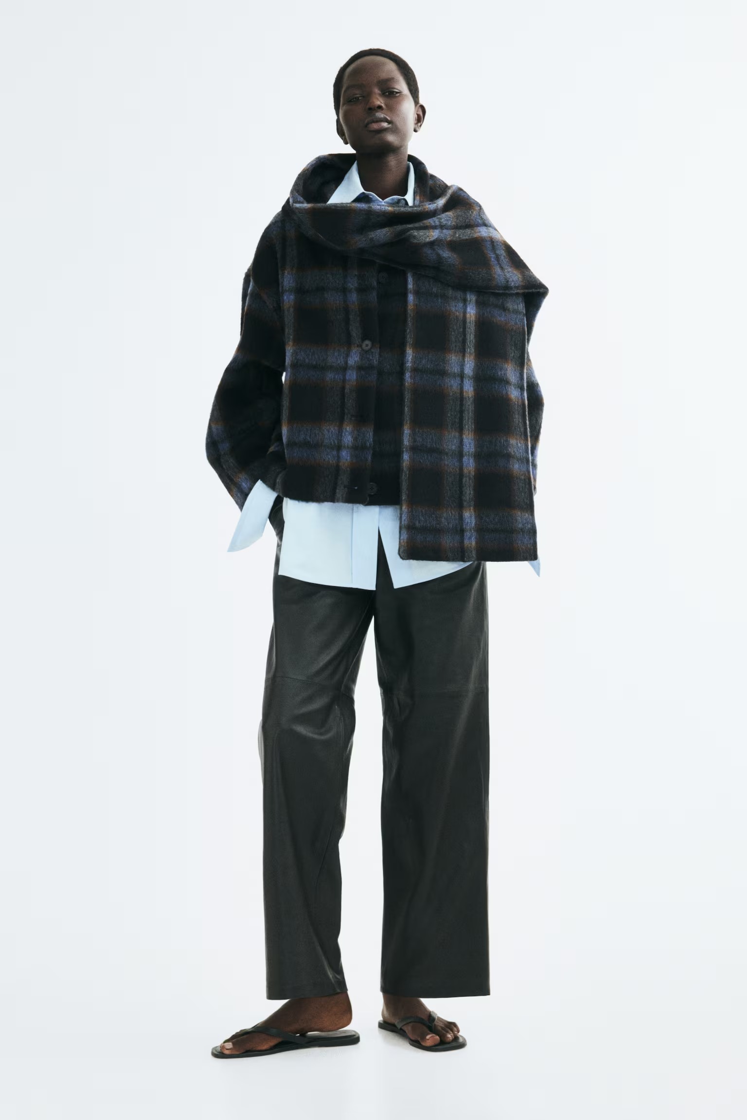 H&amp;amp;M, Brushed Jacket With Scarf