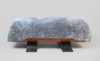 Bench, 2017, with a European walnut structure and astrakham wool upholstery