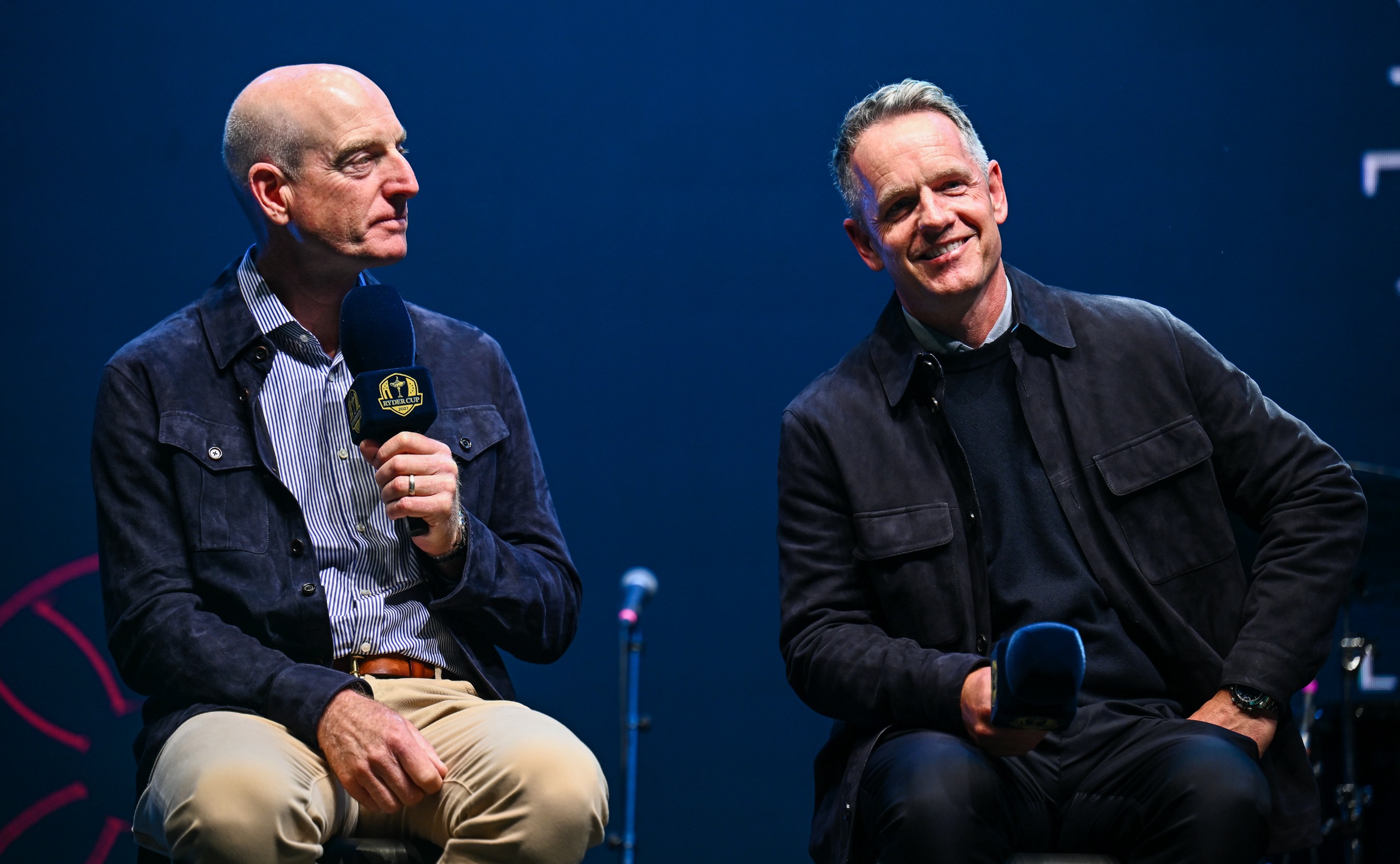 Jim Furyk and Luke Donald at the One Year To Go event in Ireland ahead of the 2027 Ryder Cup