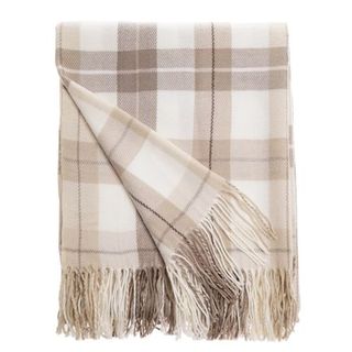 Yarn-Dyed Woven Plaid Throw with Fringe, 60 x 50