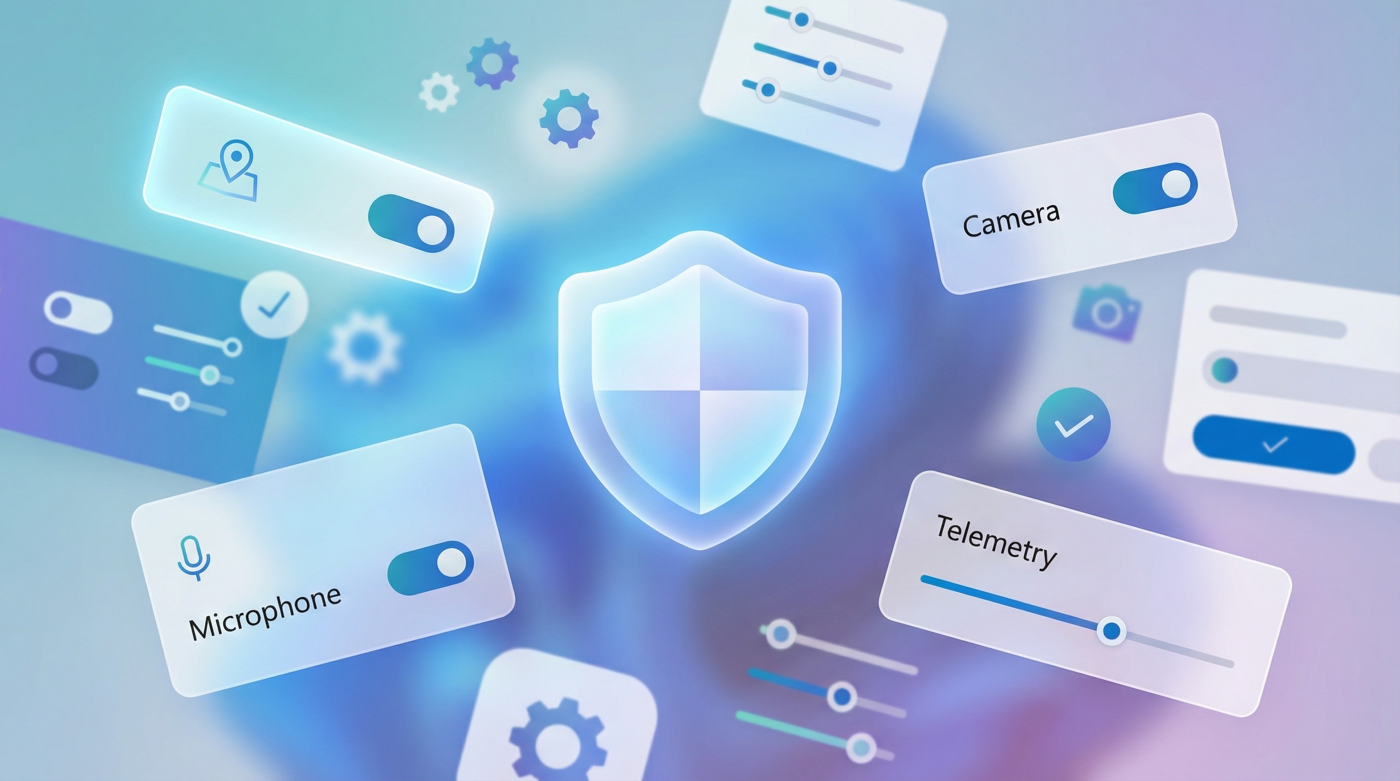 Collage image of privacy and security settings for Windows 11