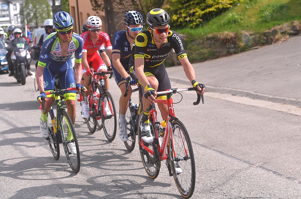 Paul Ourselin of France and Team Direct Energie / Jerome Baugnies of Belgium and Team Wanty - Groupe Gobert / during the104th Liege-Bastogne-Liege 2018