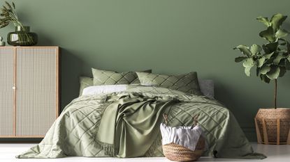 Organic mattress in green bedroom 