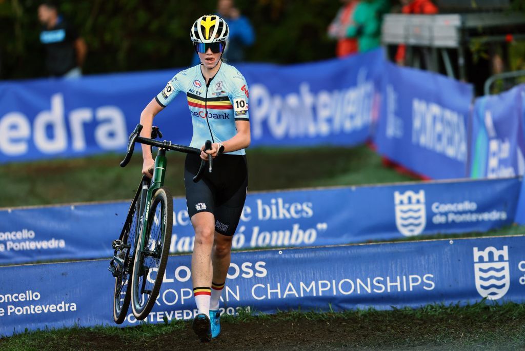 Riders during the junior women's UEC European cyclocross championships