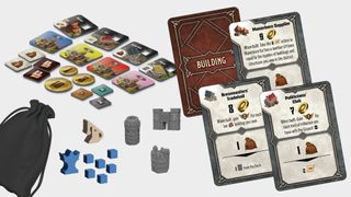 The Dungeons & Dragons: Builders of Baldur's Gate board game components