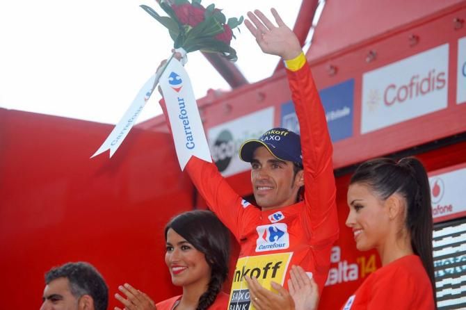 Alberto Contador (Tinkoff-Saxo) on the podium