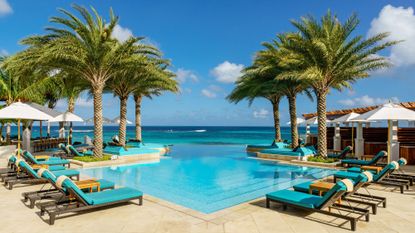 The pool overlooking the water at Zemi Beach House