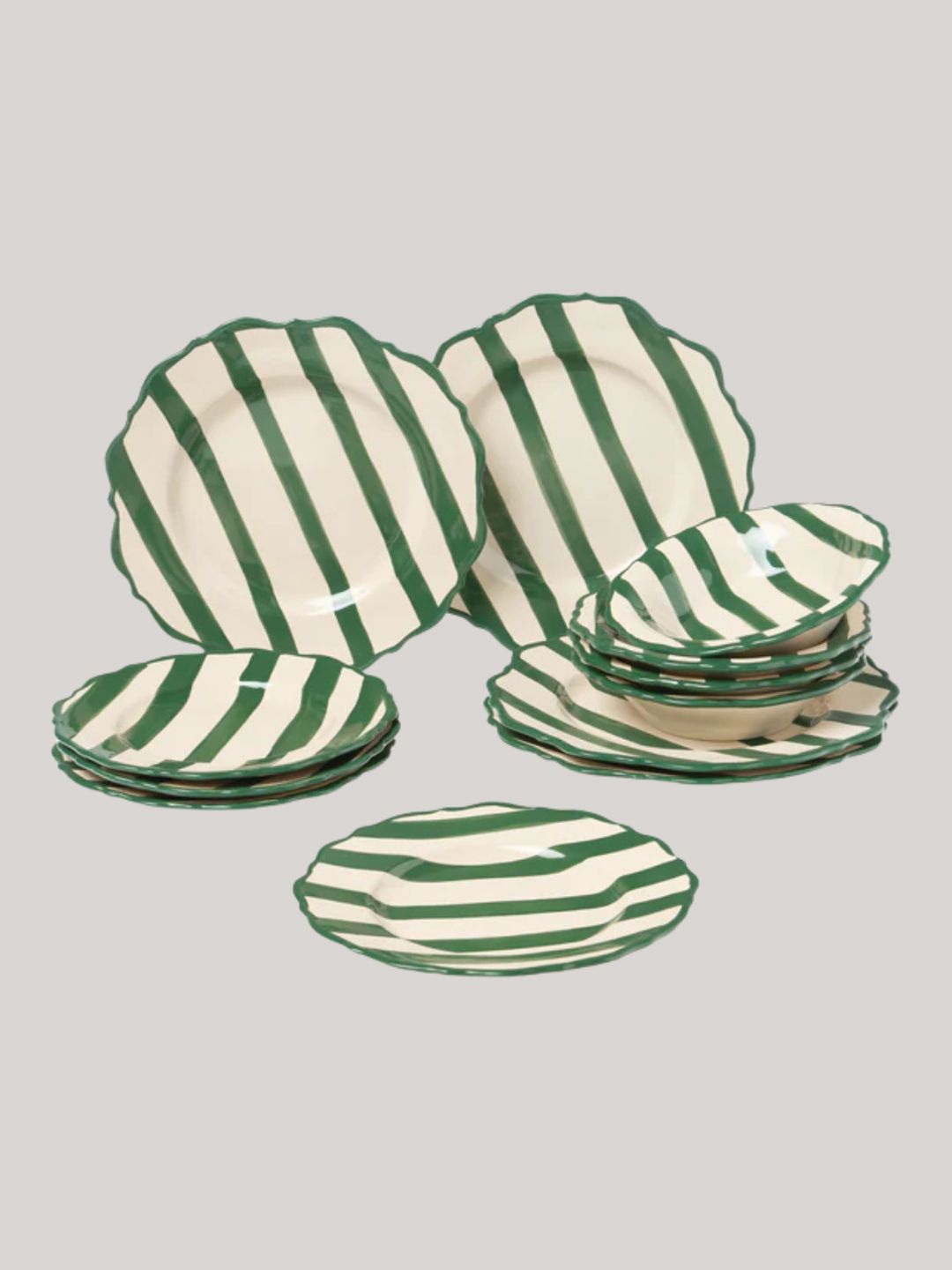 Westwing Collection, Hand-Painted Tableware Set Donald, 4 People, Set of 12