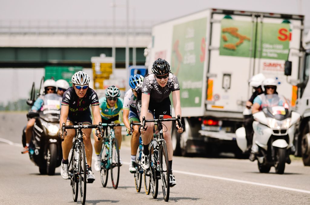 Silvia Valsecchi with Mieke Kr&ouml;ger (Velocio-SRAM) lead the break