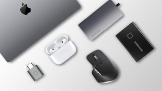 A shot of the various best Macbook Pro accessories against a white background