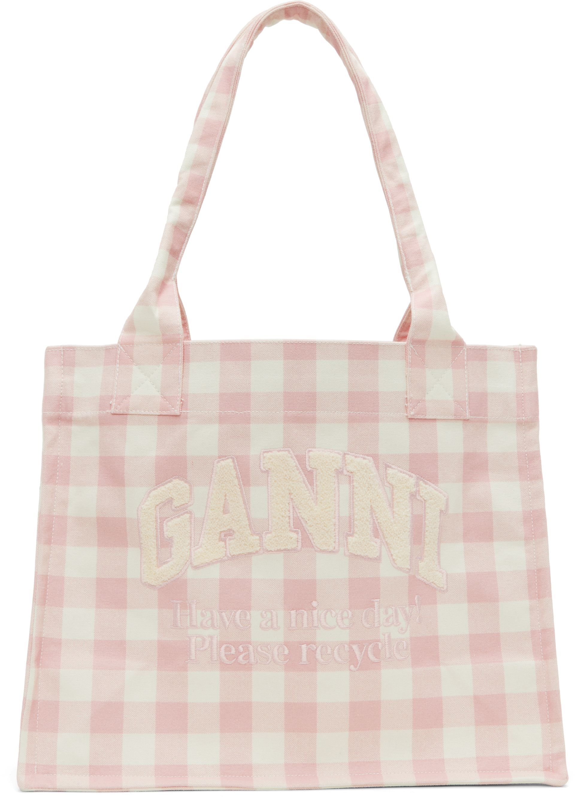 Pink & White Vichy Check Large Tote