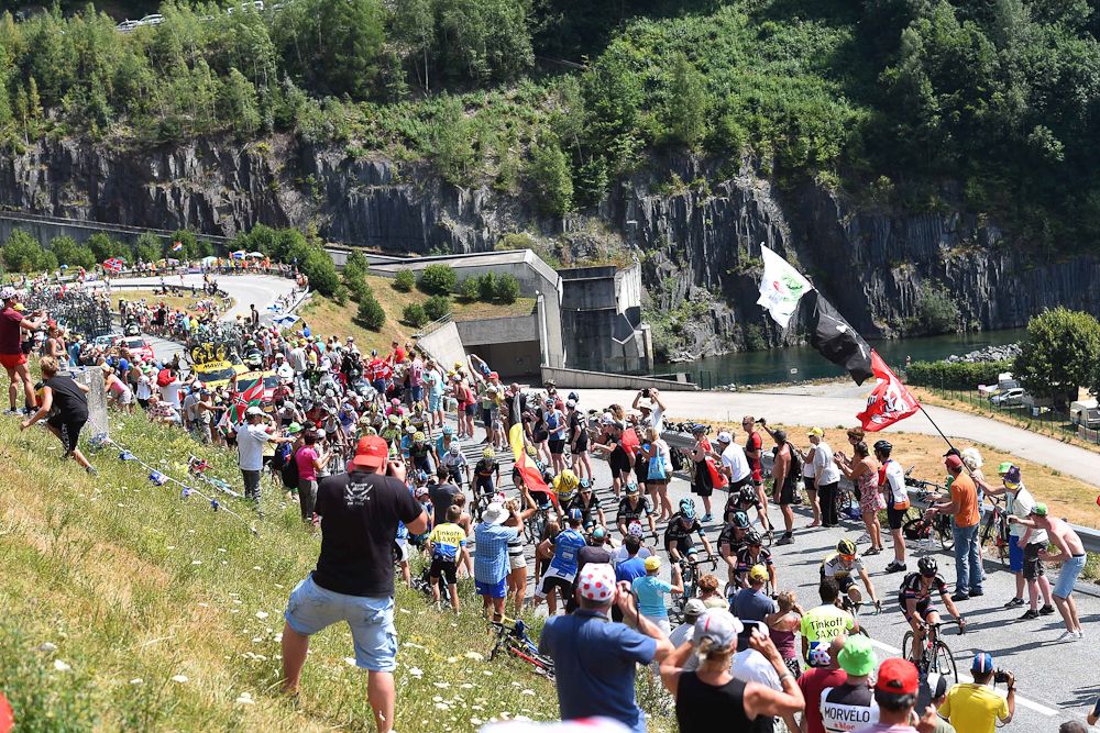 Spectators line the route during stage 18