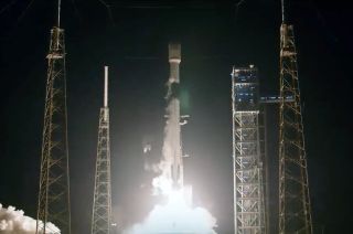 A SpaceX Falcon 9 rocket carrying 23 Starlink satellite lifts off for orbit from Complex 40 at Cape Canaveral Space Force Station in Florida on Monday, Dec. 18, 2023.