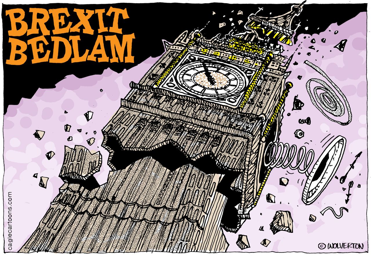 Political Cartoon World Brexit Bedlam