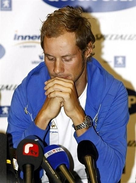Boonen, 2005 World Champion and winner of this year's Paris-Roubaix, did not answer questions