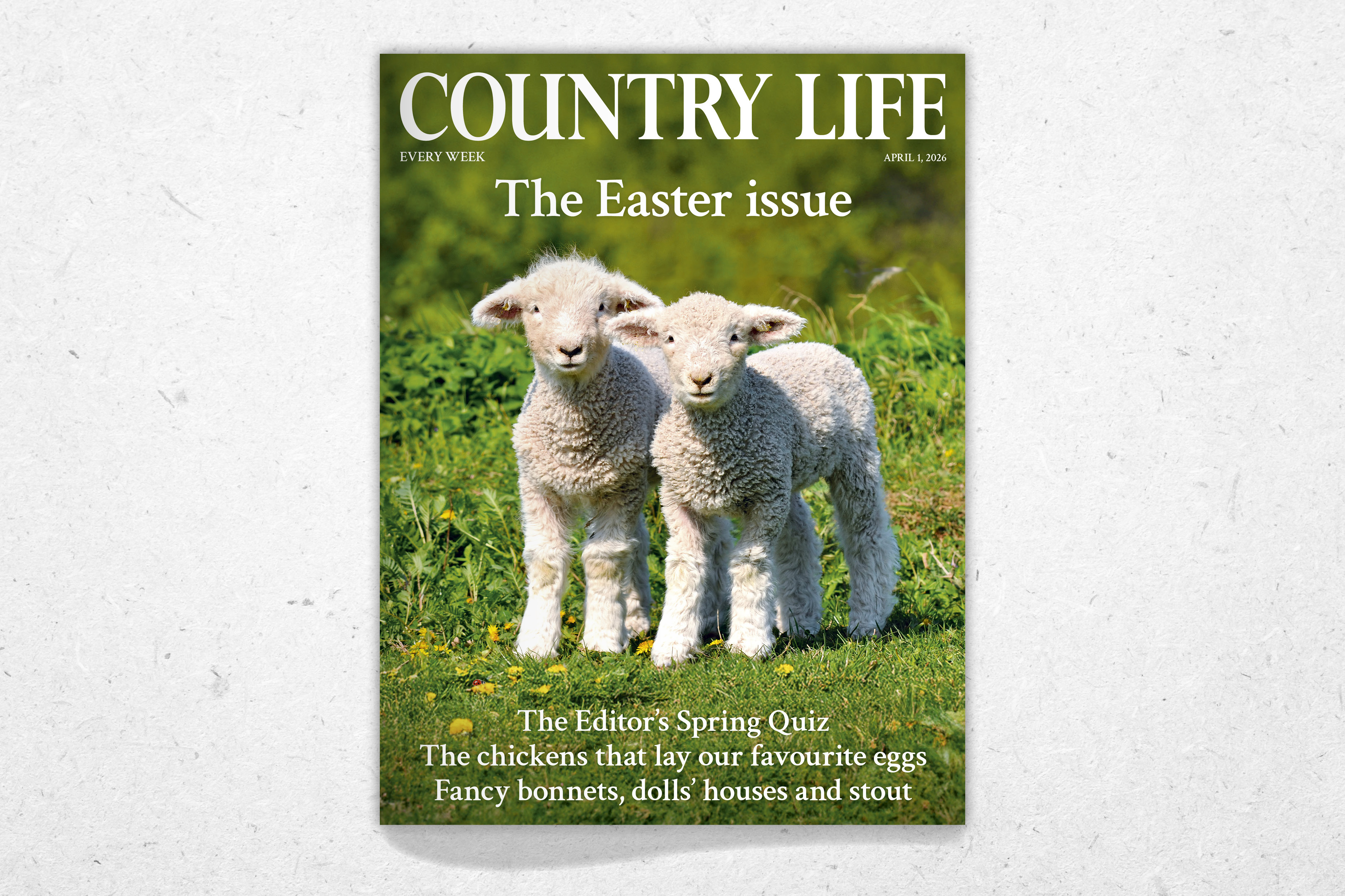Cover of Country Life 1 April 2026, featuring Karel Gallas's picture of lambs 