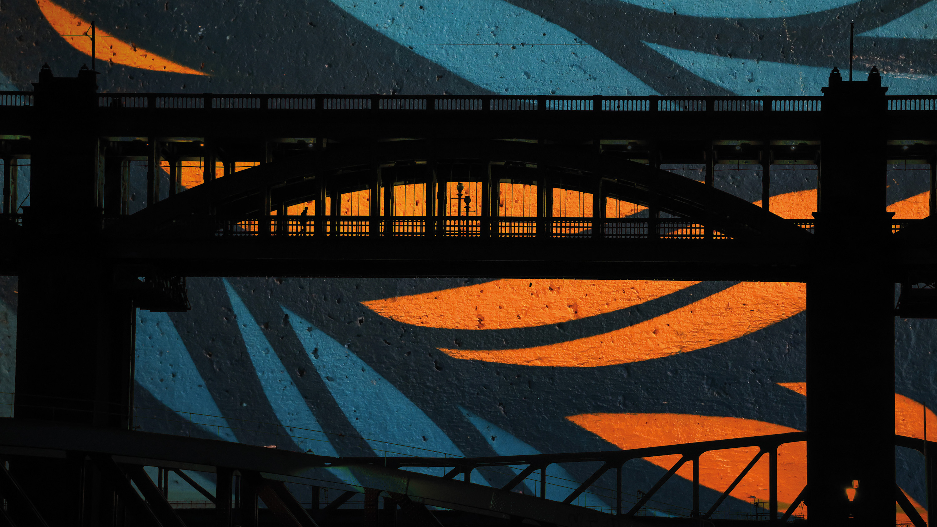 Double exposure images of the Newcastle Bridges