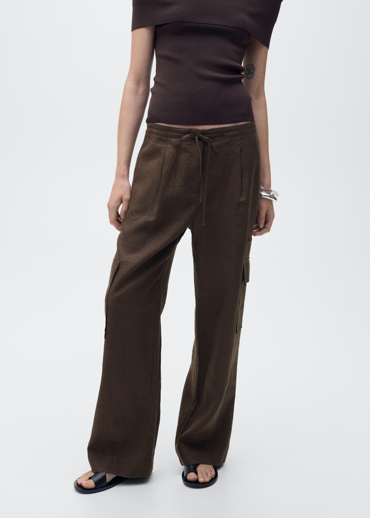 Mango, Linen Cargo Trousers