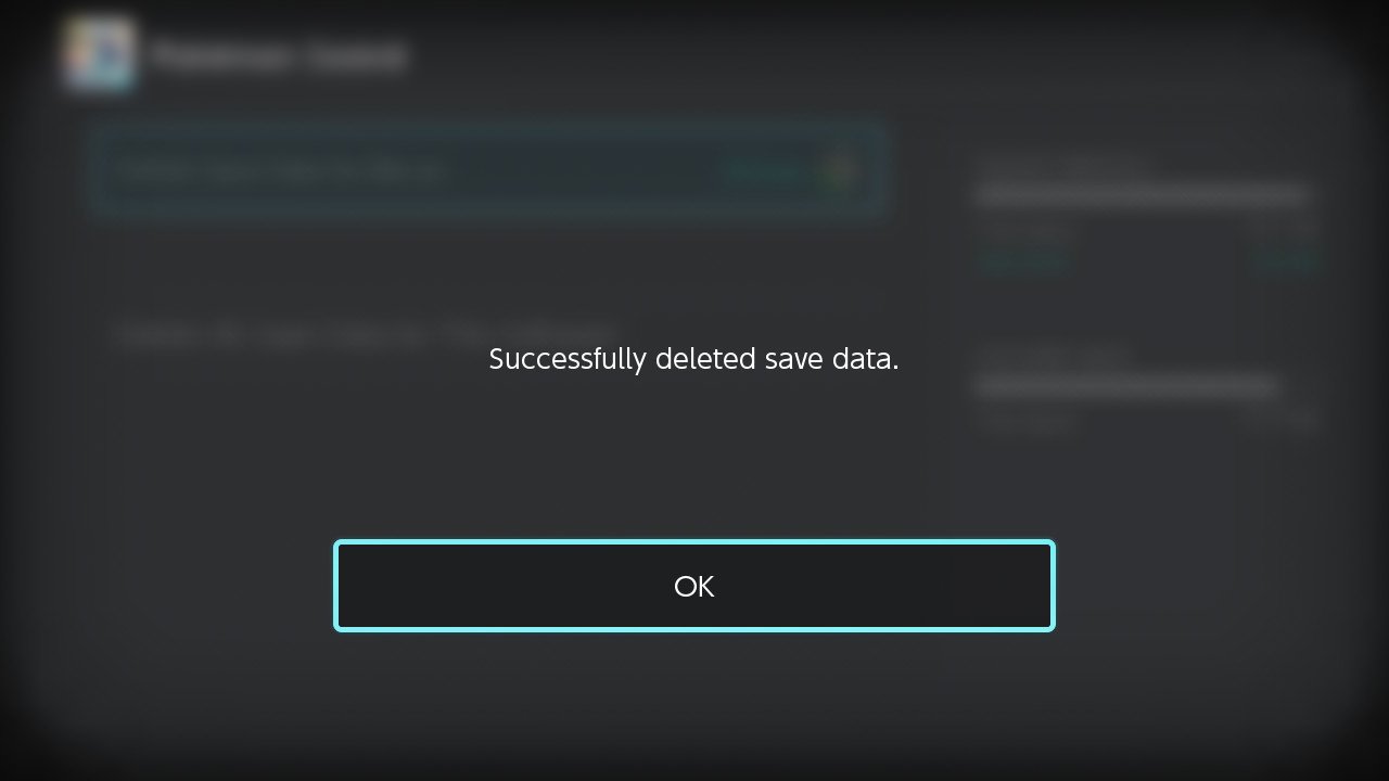 Successfully deleted save data on Switch