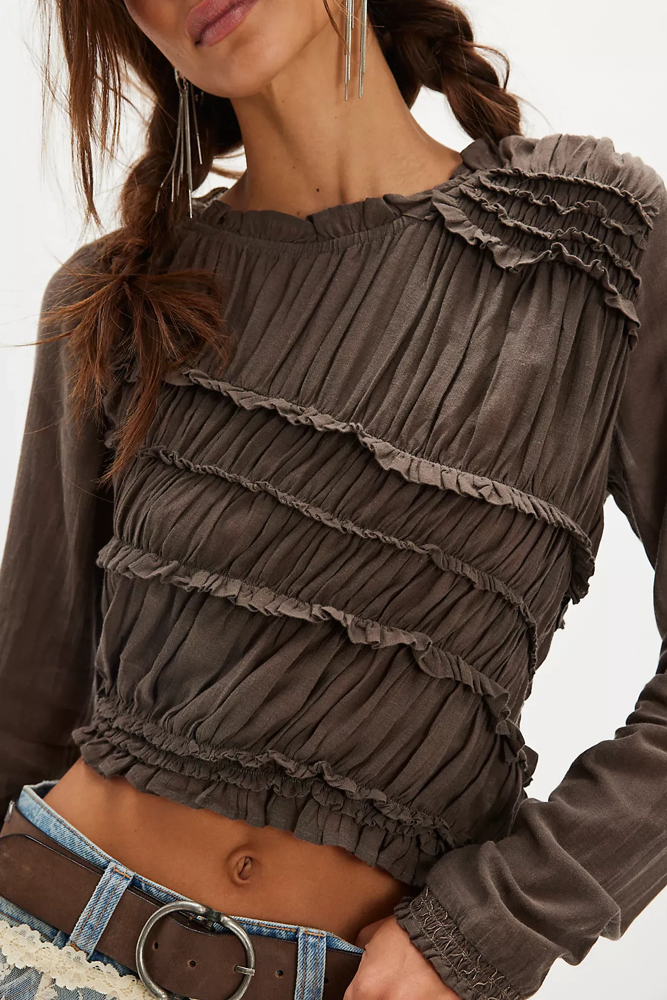 Pink Sands Ruched Long Sleeve Top
