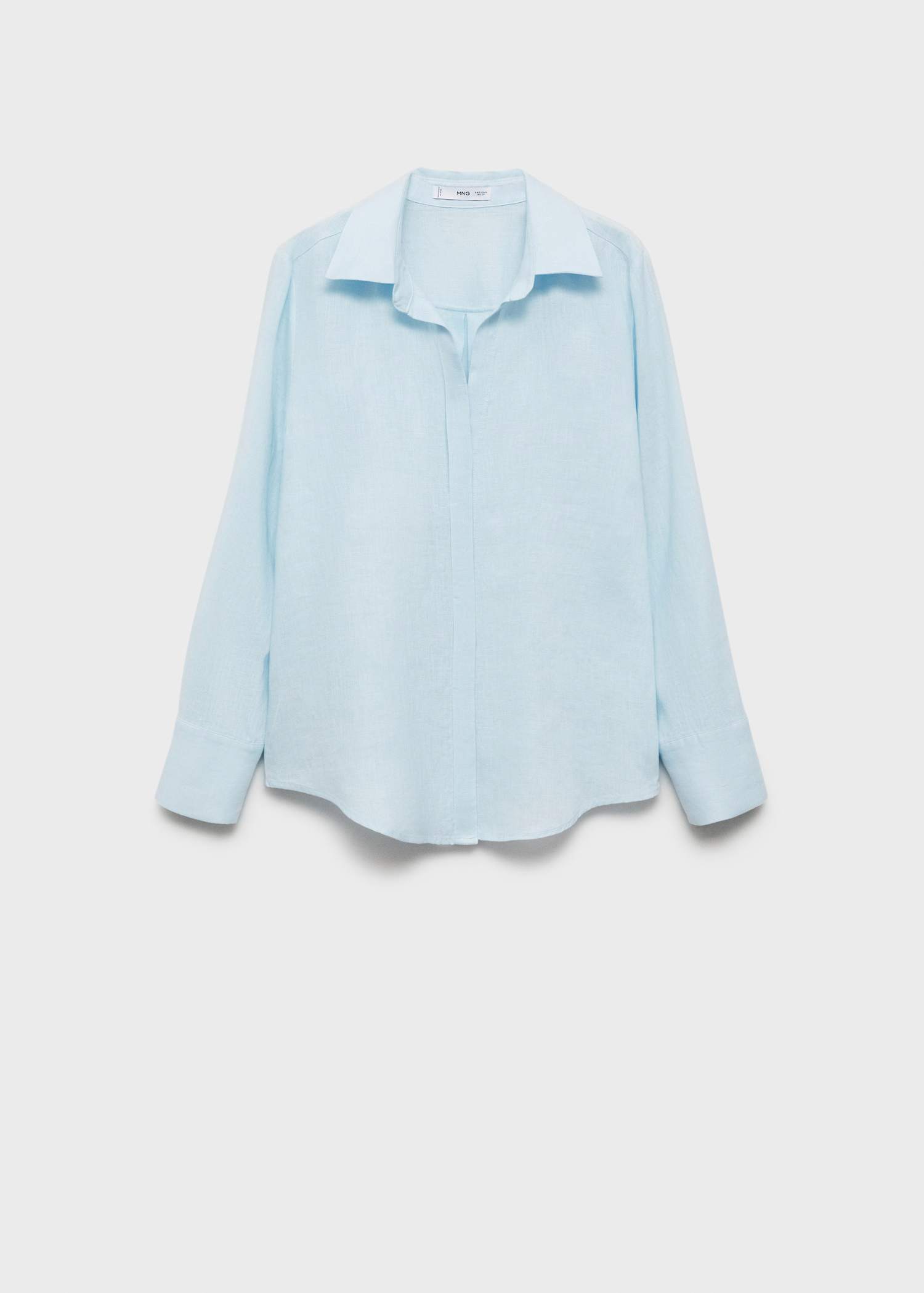 A blue linen shirt