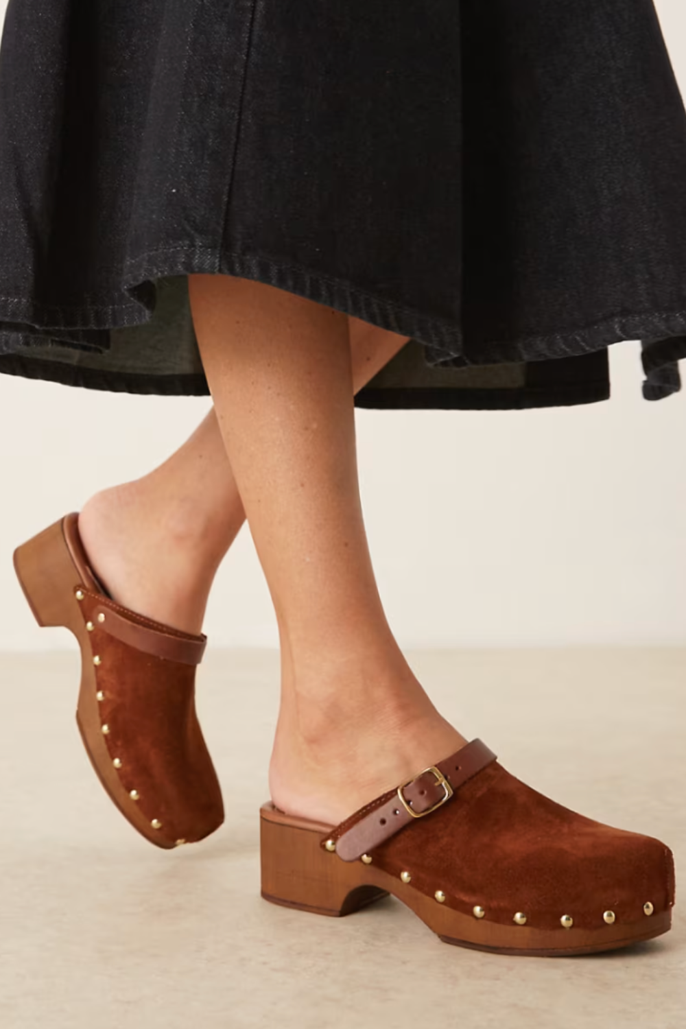 Asos Design Miles Closed-Toe Studded Clogs in Tan Suede