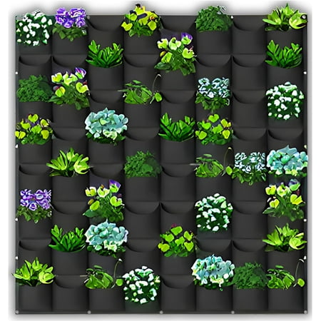 Sunvara Vertical Wall Planter Vertical Garden Wall Living Wall Planters Outdoor Wall Garden Planter Outdoor Vertical Wall Planters for Outdoor Plants Wall Pocket Planter Hanging Grow Bags 64 Pockets