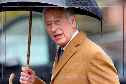 King Charles under an umbrella