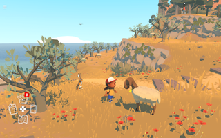 Best Apple Arcade Games - Alba looking at a sheep in Alba A Wildlife Adventure