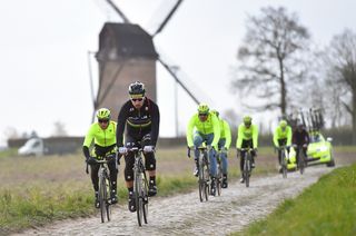 Peter Sagan and the Tinkov team recon the Roubaix pave