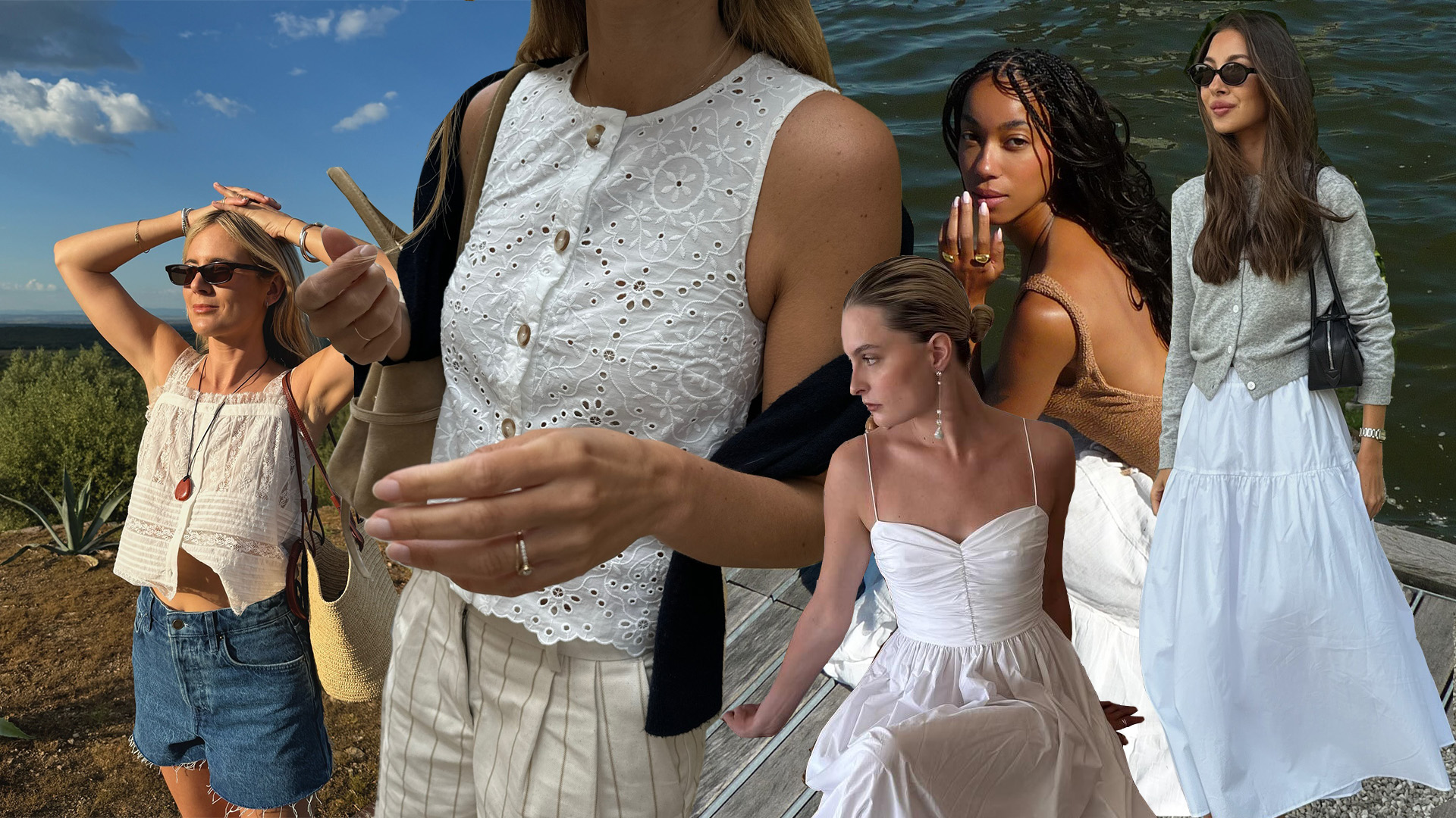 Influencers wearing white summer clothing