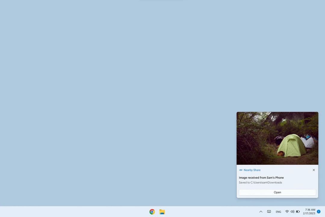 Image preview from Nearby Share on Windows