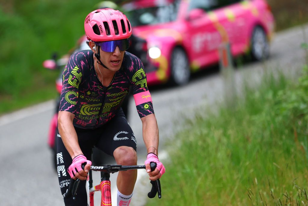Andrea Piccolo on the attack at the Giro d'Italia