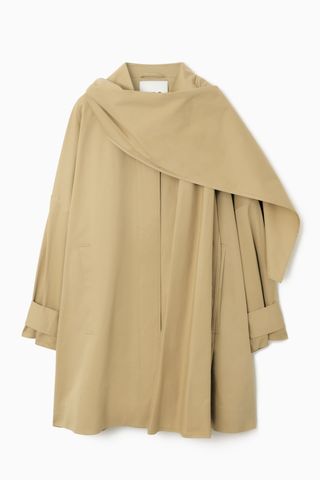 Oversized Scarf-Detail Trench Coat
