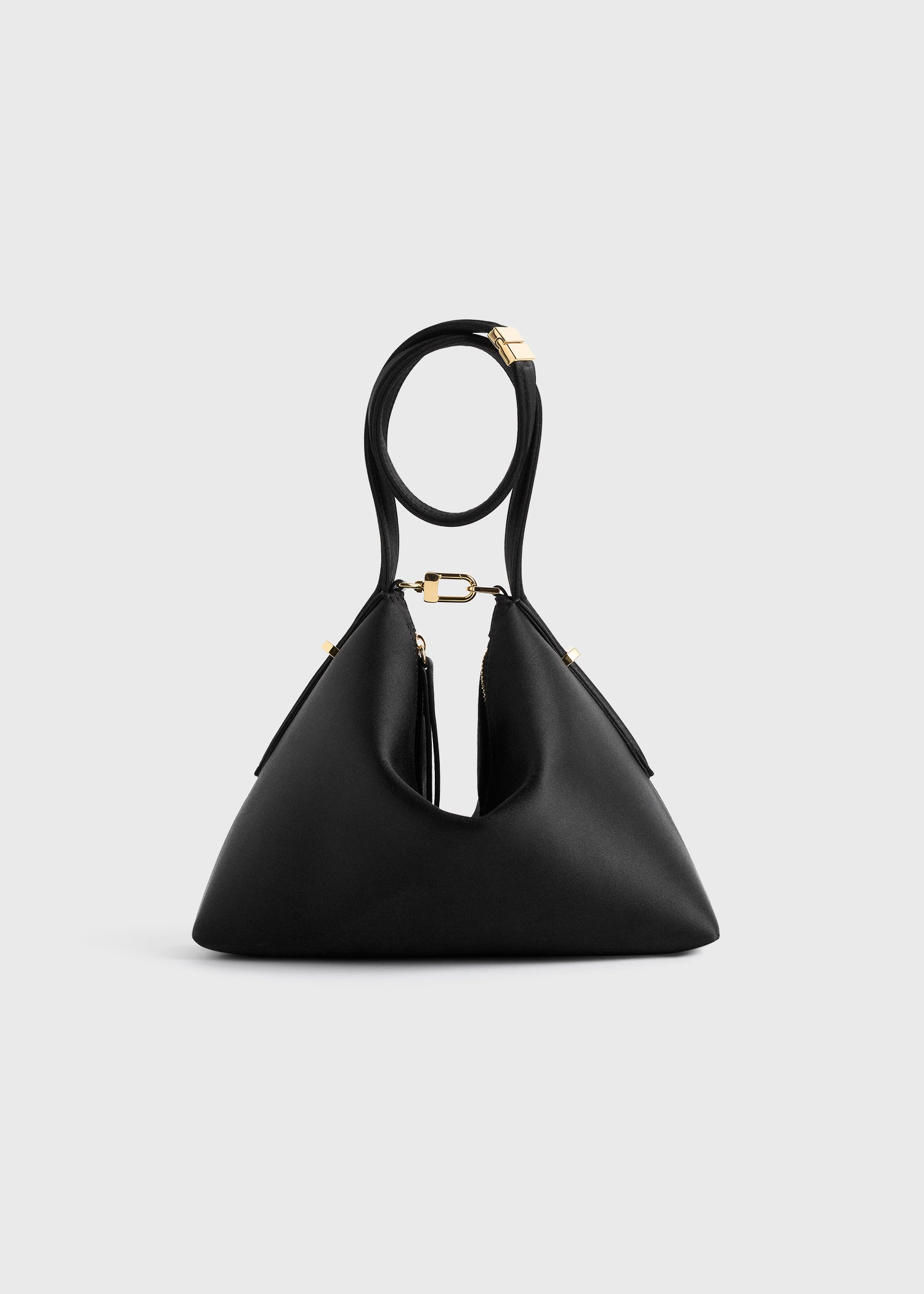 Bevel Satin Wristlet Black