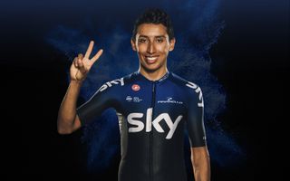 Egan Bernal shows off the new jersey