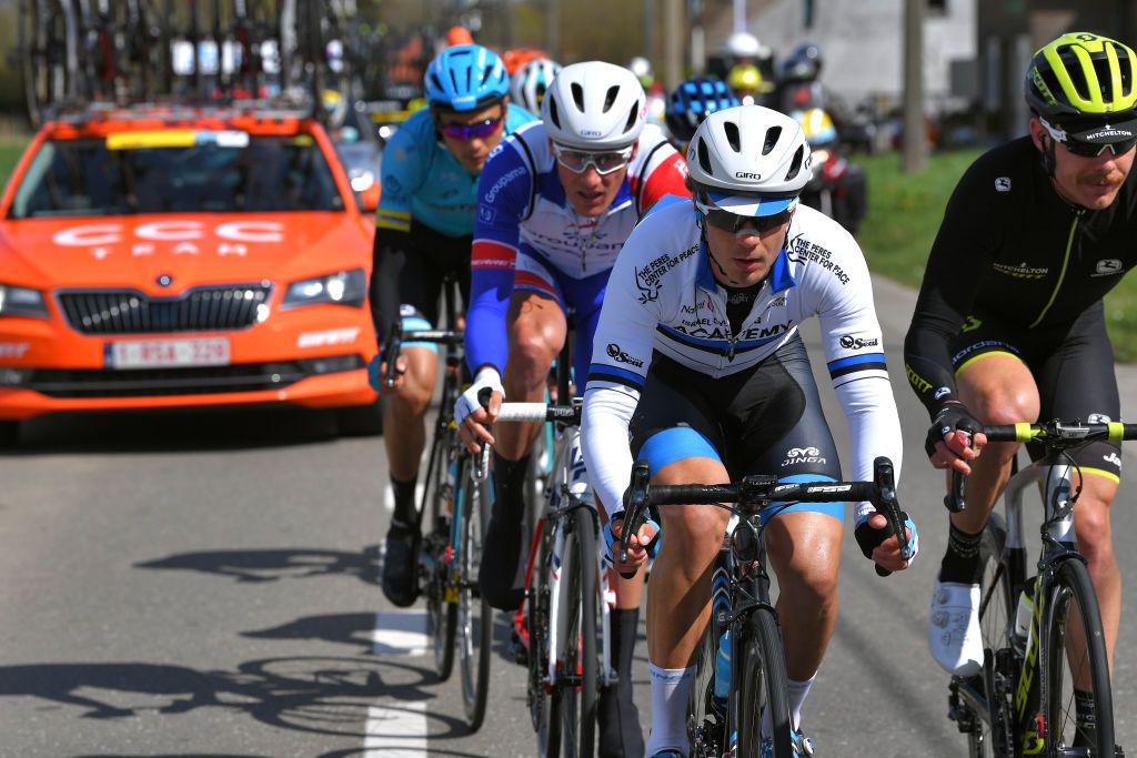 Mihkel Raim (Israel Cycling Academy) leads the early breakaway