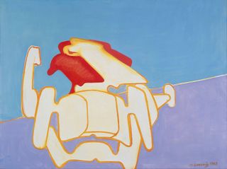 Die Rasende Grossmutter (The Racing Grandmother), 1963, by Maria Lassnig, oil on canvas. © Maria Lassnig Foundation. Courtesy of the Ursula Hauser Collection, Switzerland