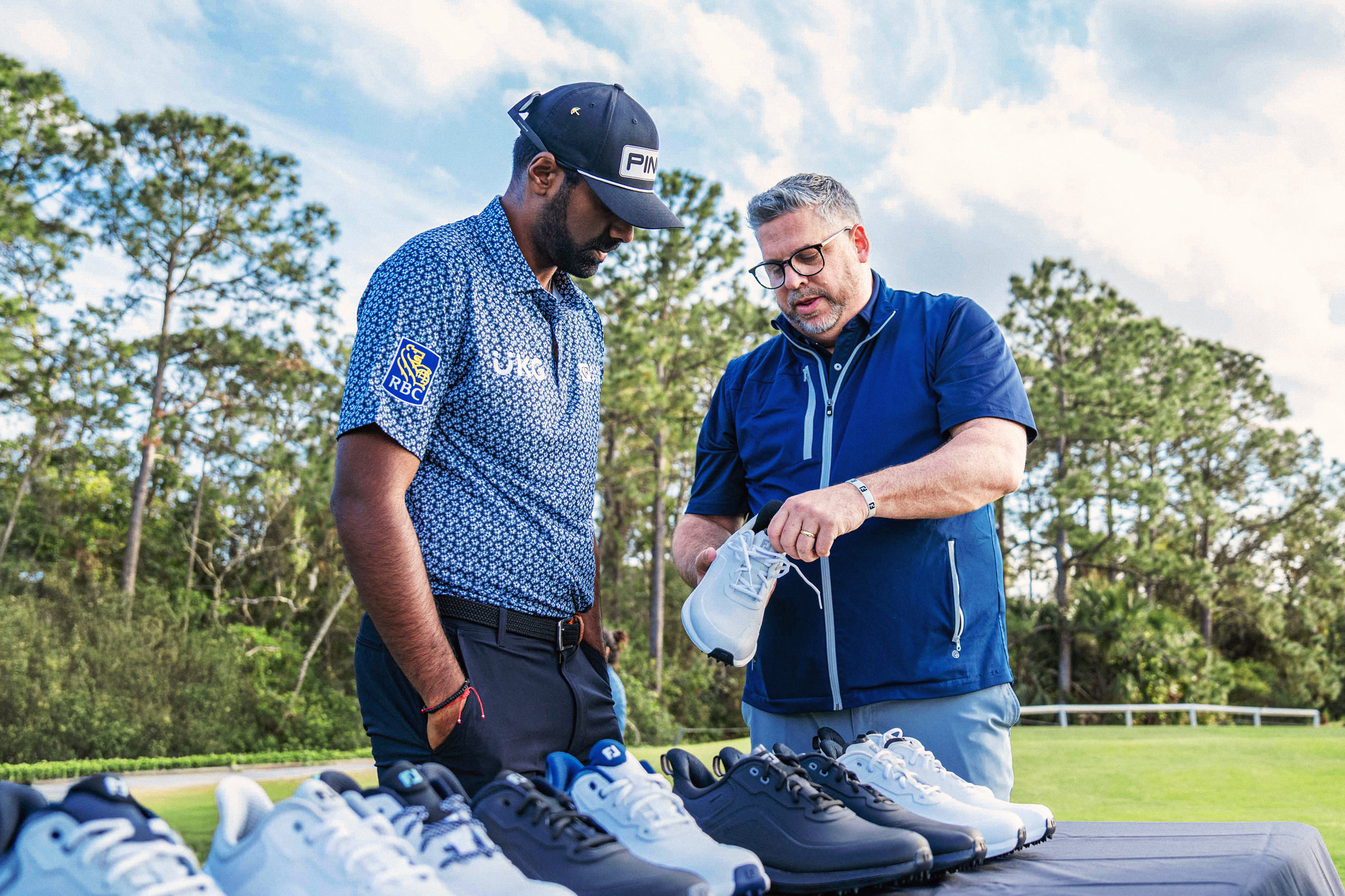 Sahith Theegala at the FootJoy Performance Lab