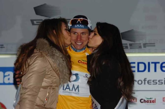 Thomas L&ouml;vkvist (IAM Cycling) on the podium for the first time since 2009