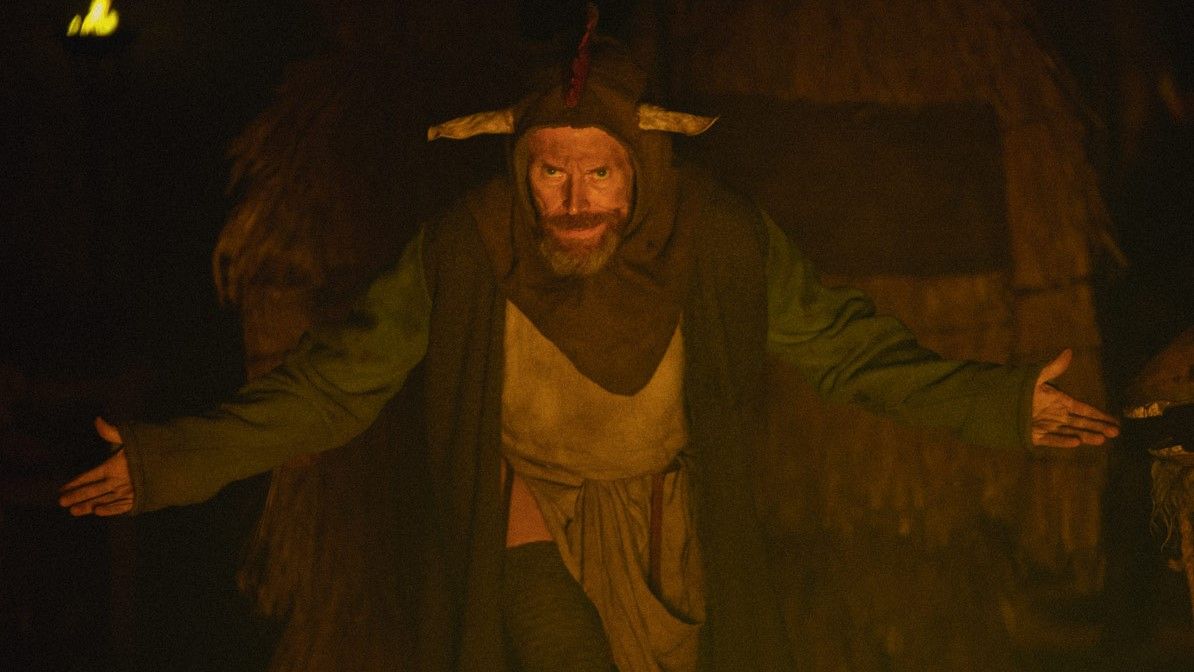 Willem Dafoe as a fool in The Northman