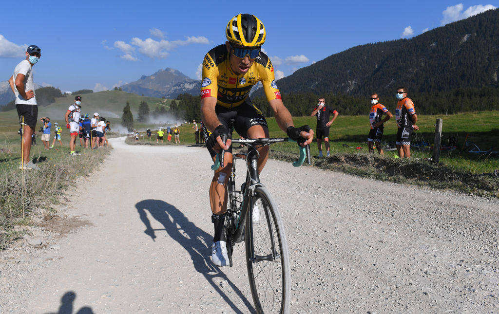 2020 Tour de France: Wout van Aert on a gravel sector during a stage 