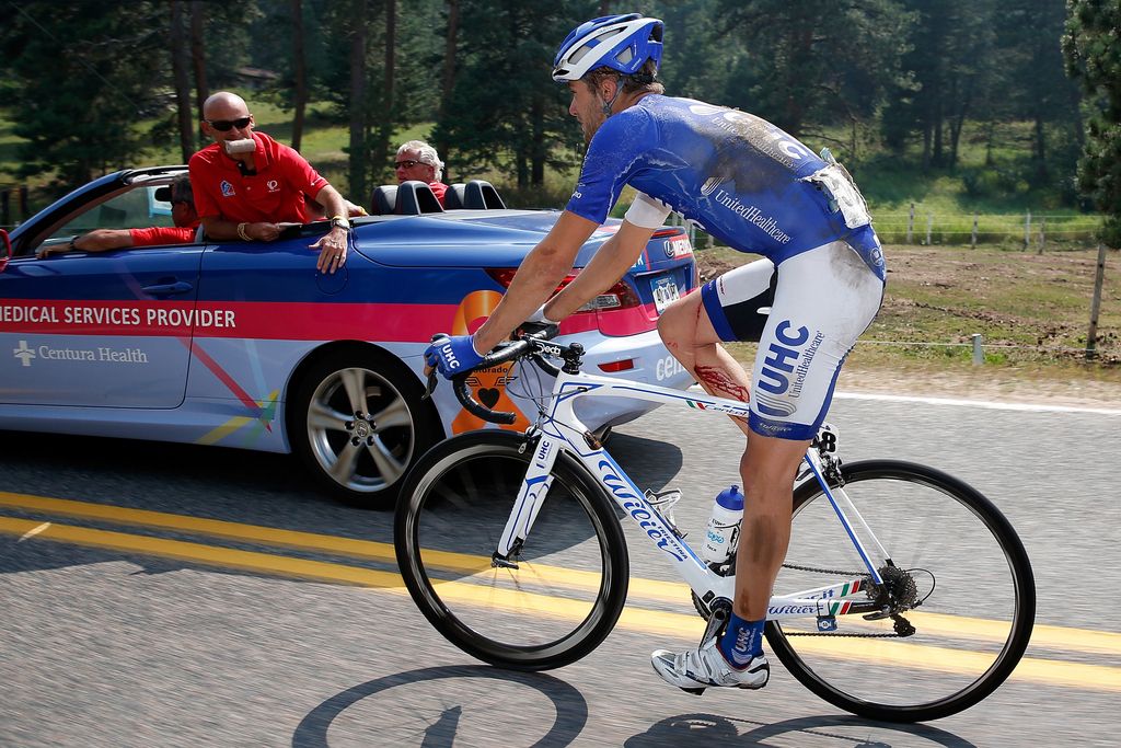 Daniel Summerhill had a nasty spill off the Rist Canyon descent