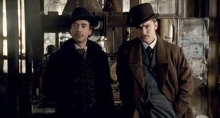 Robert Downey Jr. and Jude Law in the 2009 movie Sherlock Holmes.