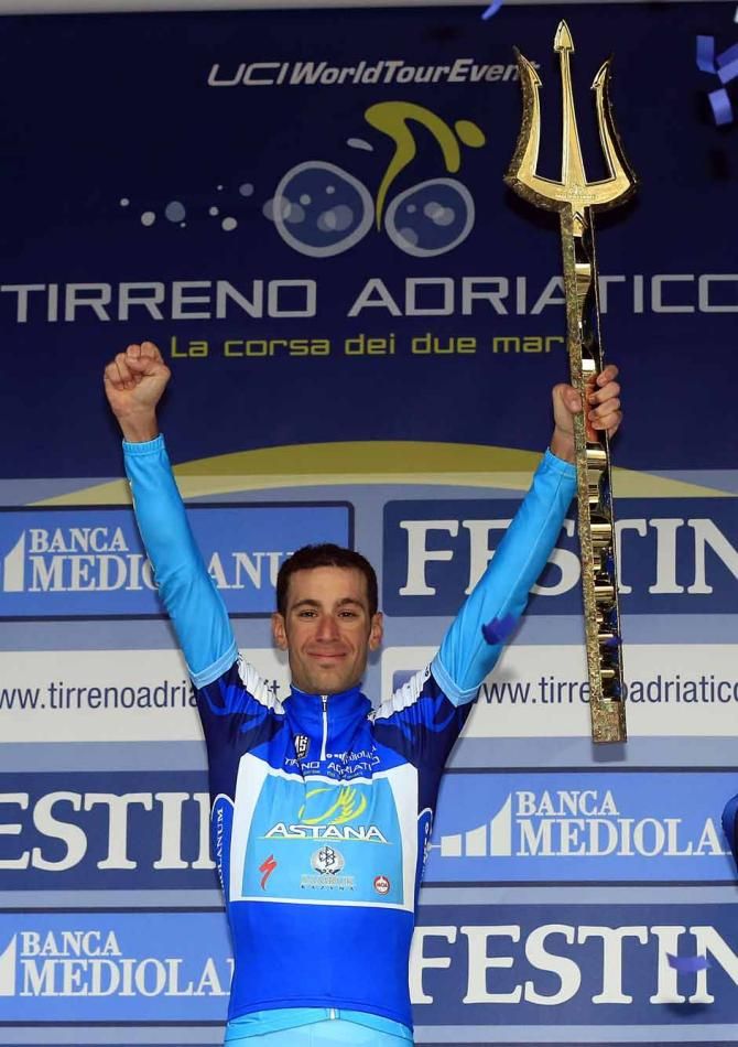 Vincenzo Nibali (Astana) with the trident for the 2013 Tirreno-Adriatico.